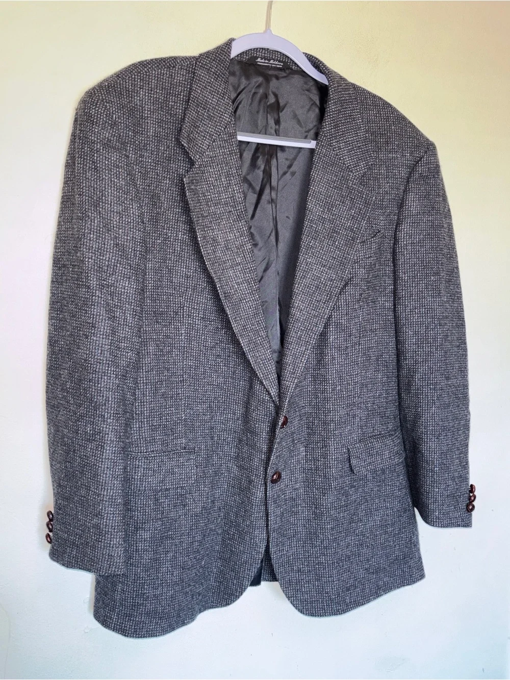 VTG Deansgate Sport Coat 43L Herringbone Wool Lambswool Tweed Jacket Academia